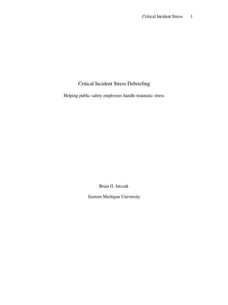 Critical Incident Stress Debriefing pdf Psychological Trauma Stress