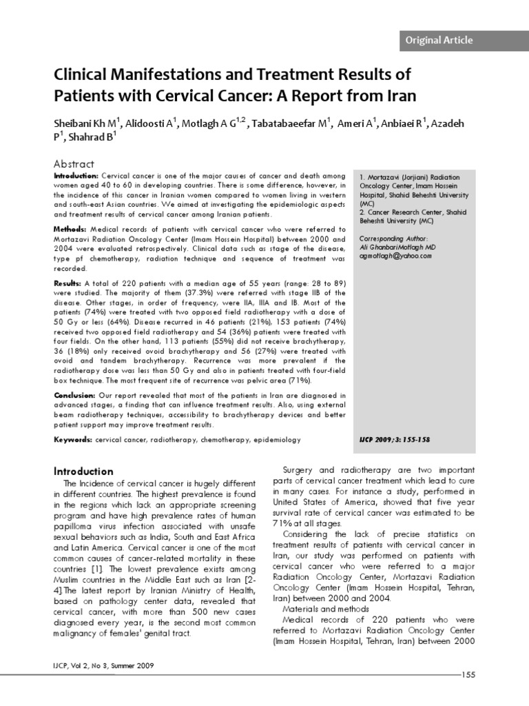 Clinical Manifestations and Treatment Results of Patients With Cervical ...
