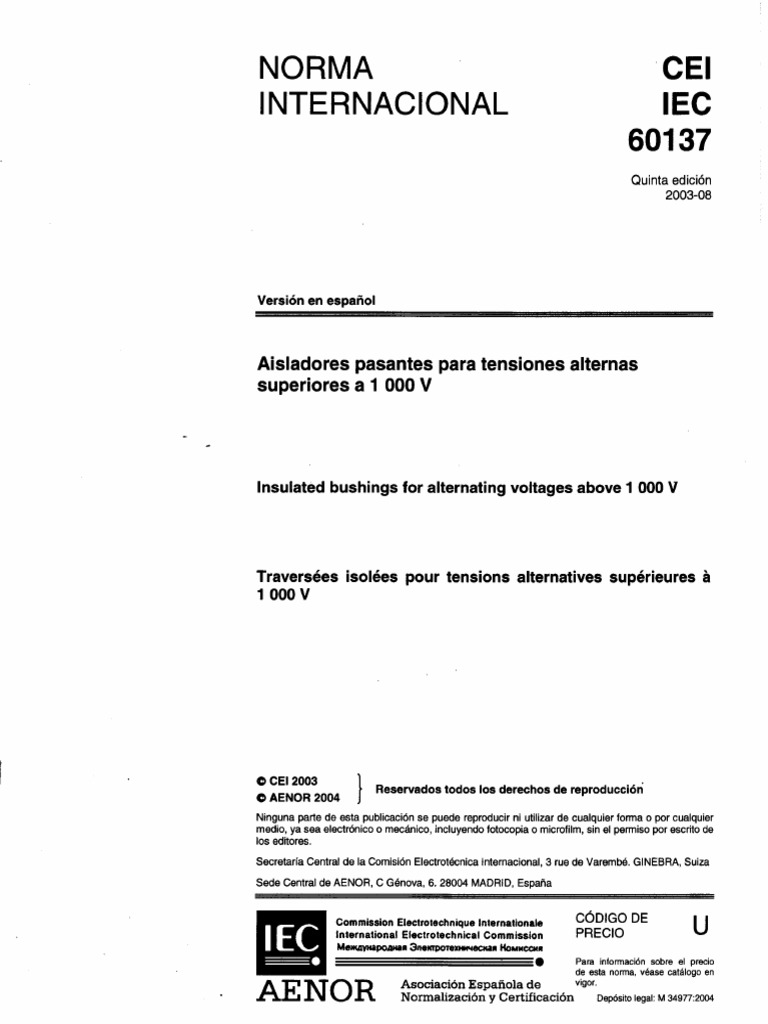 Aisladores Pasantes para Tensiones Alternas Superiores A 1000v-60137 ...