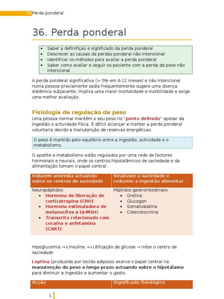 Causas e Avaliação da Perda Ponderal | PDF | Apetite | Leptina
