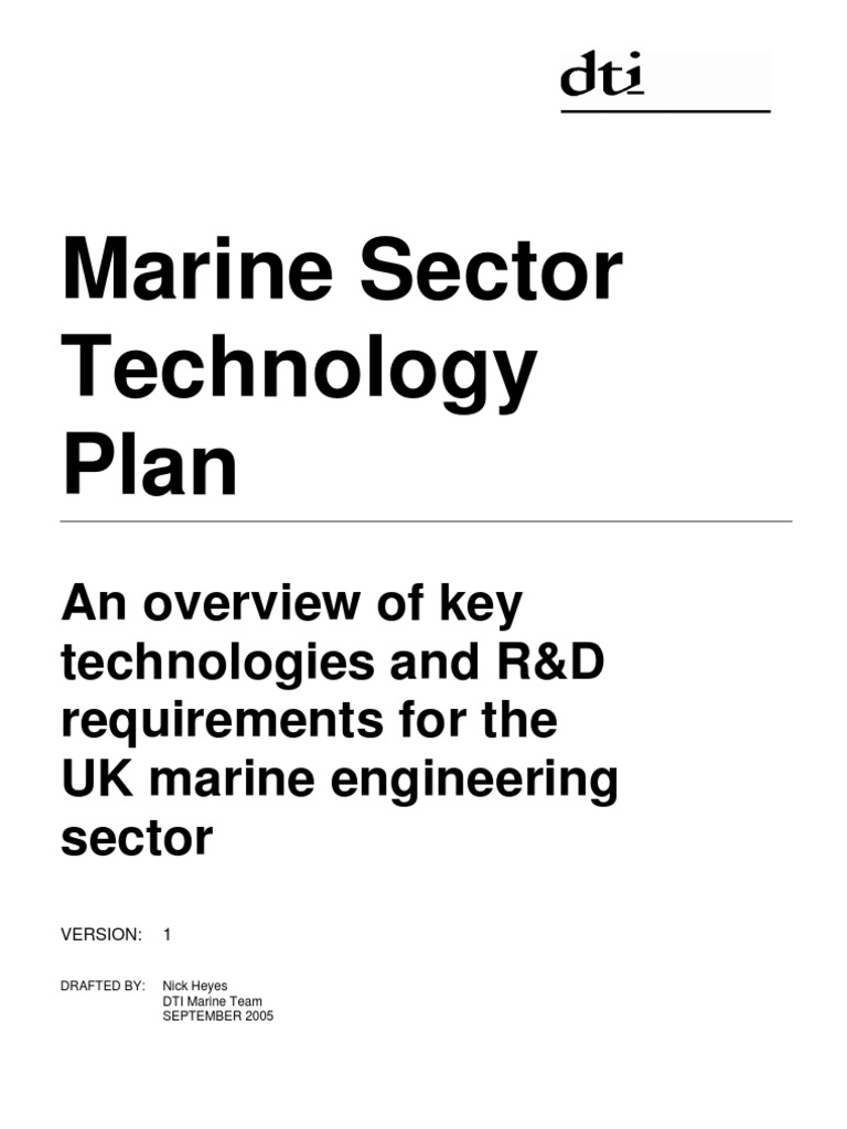 Marine Sector Technology Plan An Overview of Key Technologies and R&D