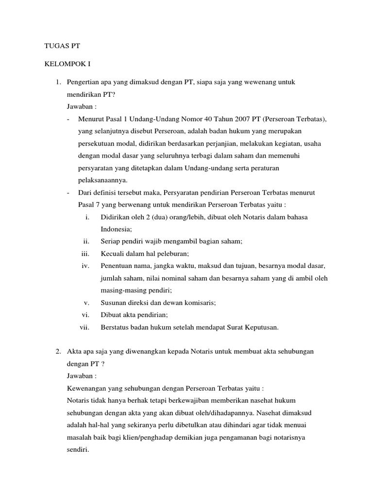 Tanya Jawab Mengenai Pt