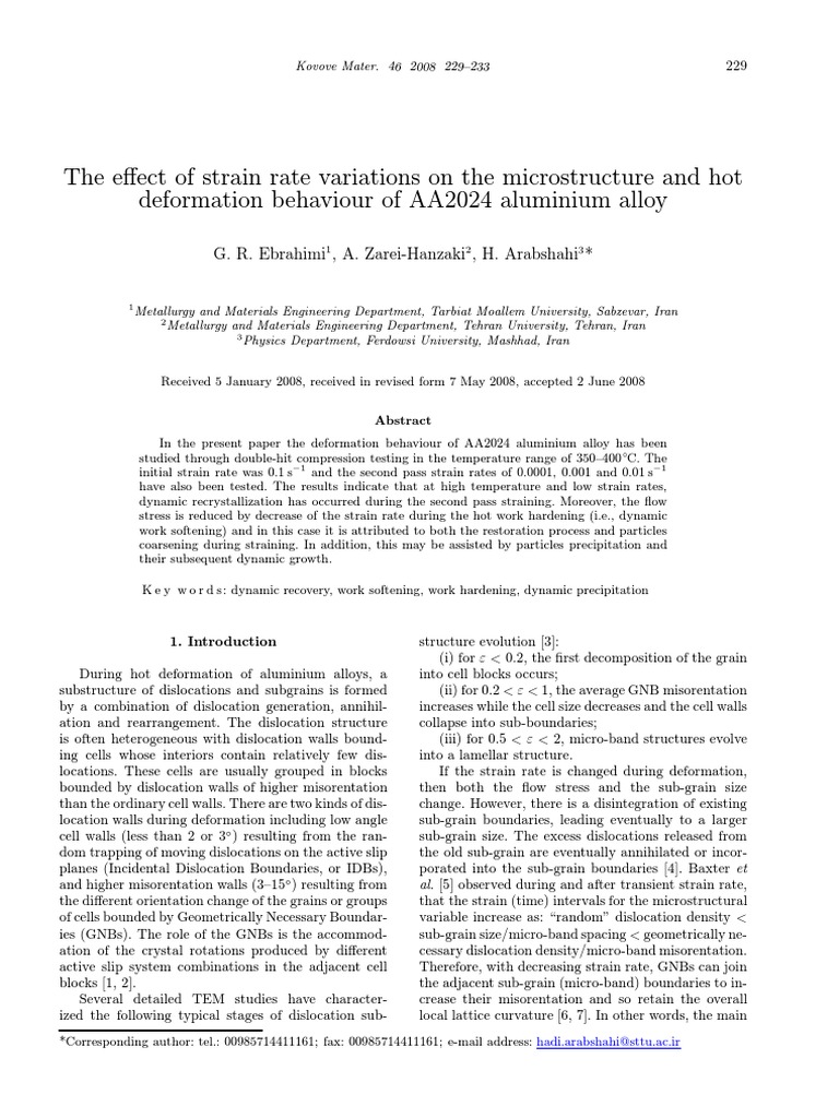 The Effect of Strain Rate Variations On The Microstructure and Hot ...