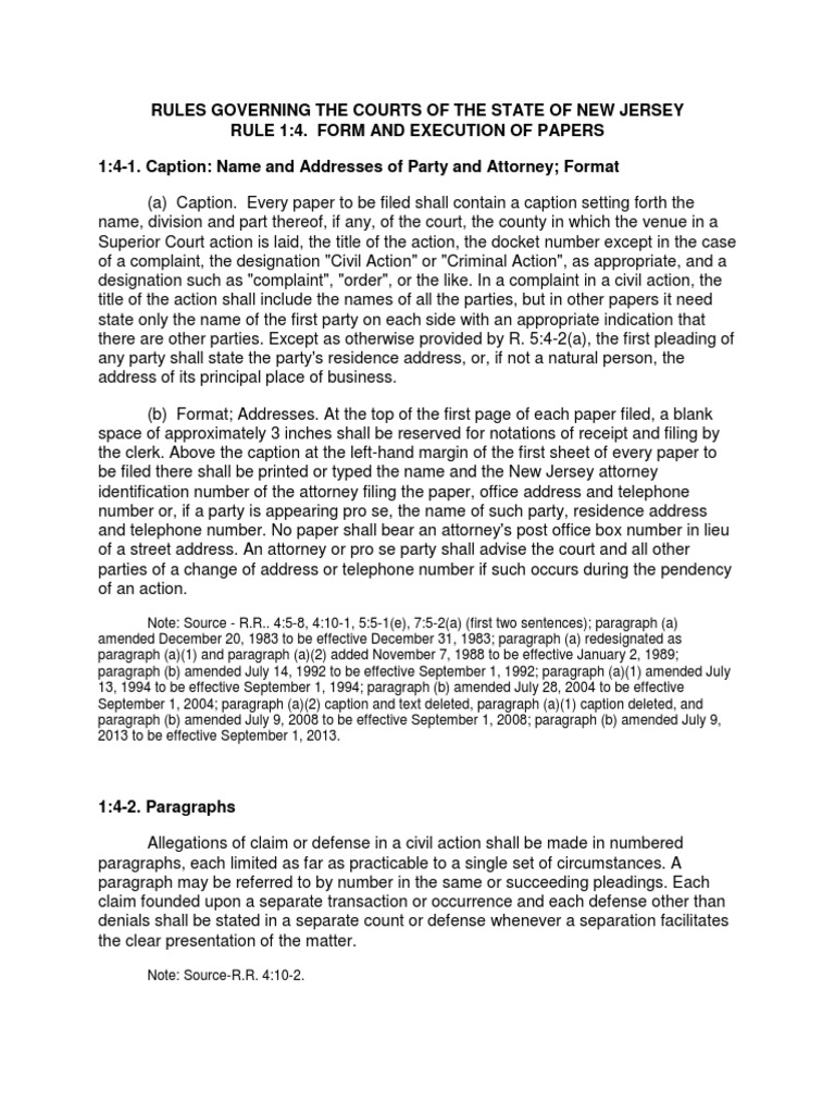 New Jersey Court Paper Filing Rules | PDF | Affidavit | Pro Se Legal ...