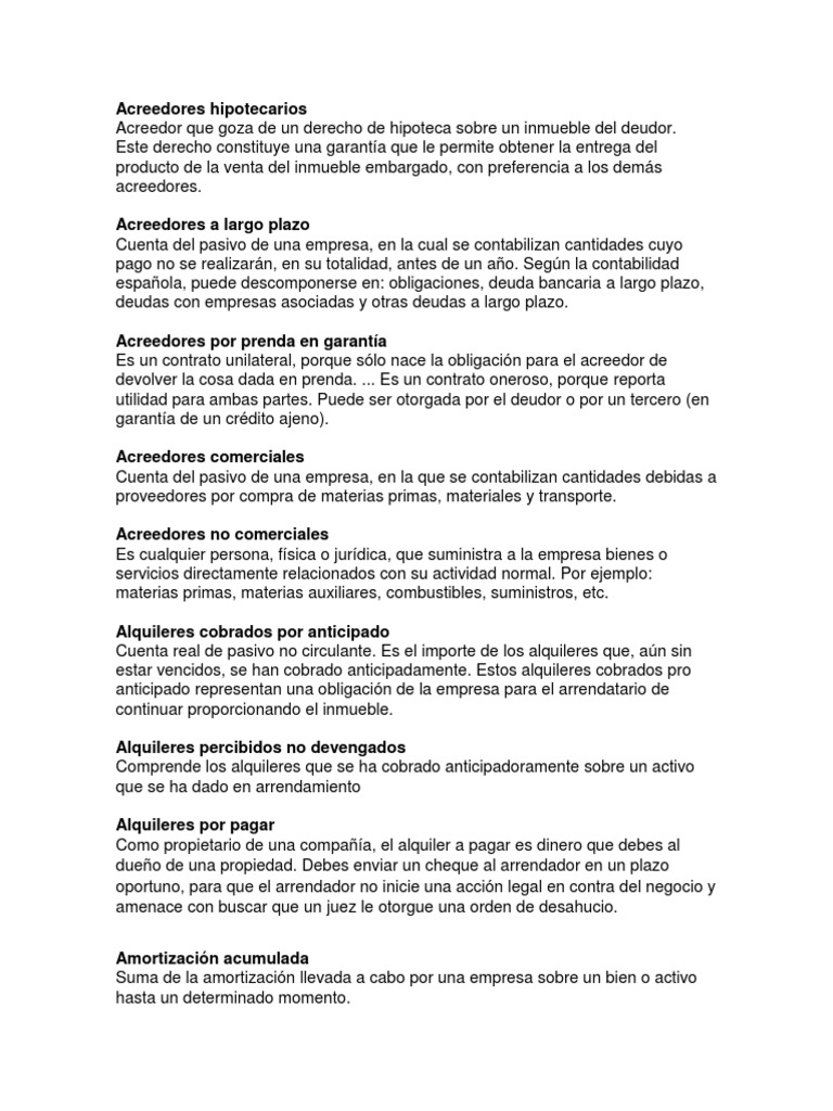 Acreedores hipotecarios