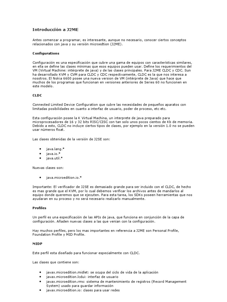 Introducción a J2ME y MIDP | PDF | Java (lenguaje de programación ...