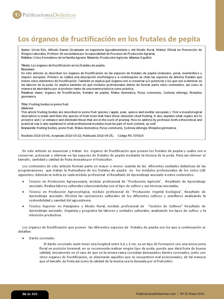 Órganos de fructificación en frutales | PDF | Agricultura | Agricultura ...