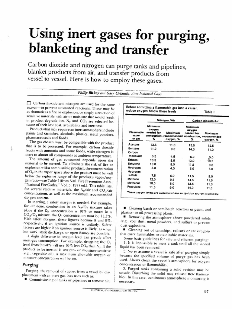 Using Insert Gases For Puring, Blanketing and Transfer PDF | PDF