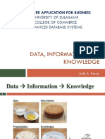 Data, Information and Knowledge: Computer Application For Business