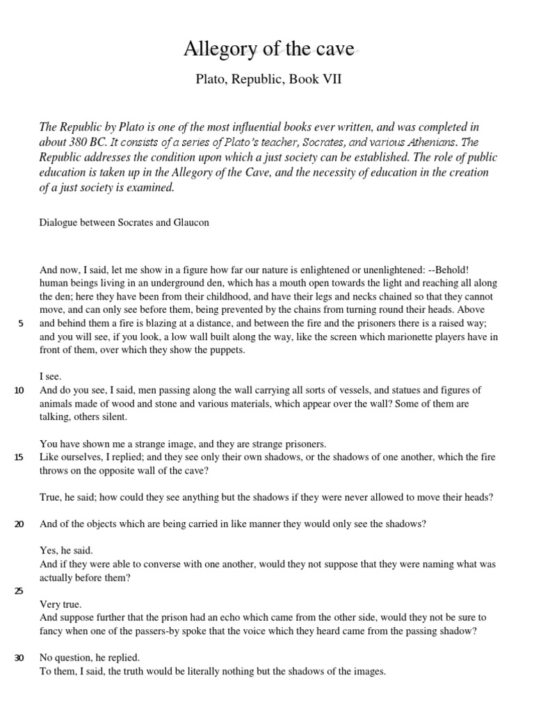 Allegory of The Cave PDF Epistemology Metaphysics