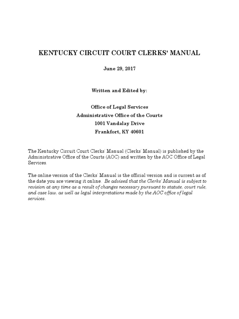 Clerks Manual | PDF | Service Of Process | Virginia Circuit Court