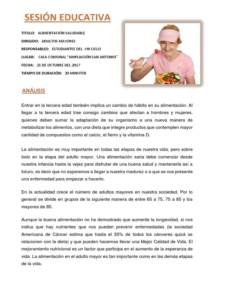 Nutrición para Adultos Mayores | PDF | Alimentos | Nutrición