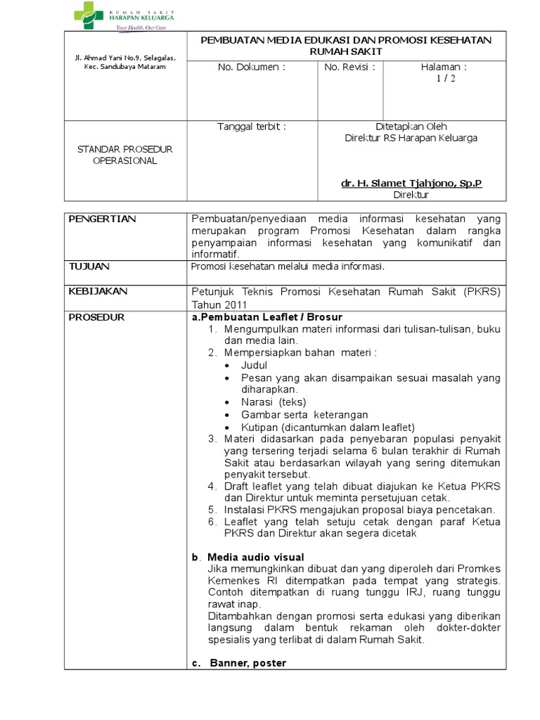 Contoh  Program Kerja Promosi Kesehatan Rumah  Sakit    Contoh  Program Kerja Promosi Kesehatan Rumah  Sakit