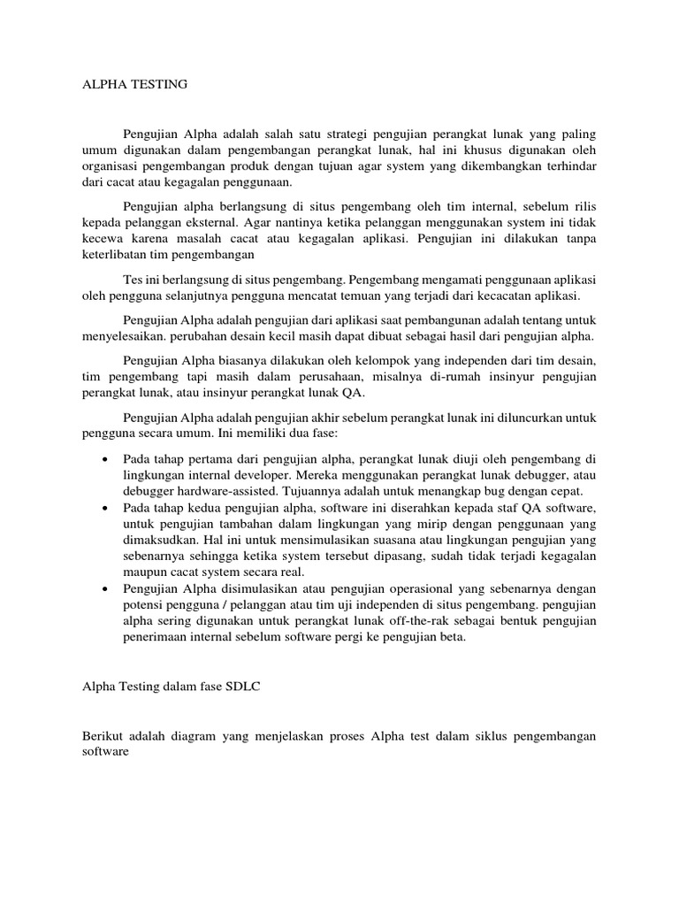 Proses Pengujian Alpha dalam SDLC | PDF