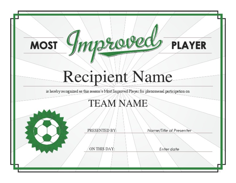 Most Improved Player Award Certificate | PDF