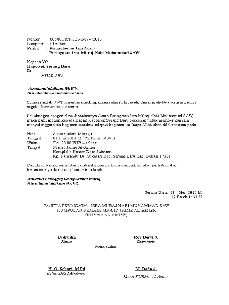 Surat Izin Isra Miraj Ke Polisi Doc