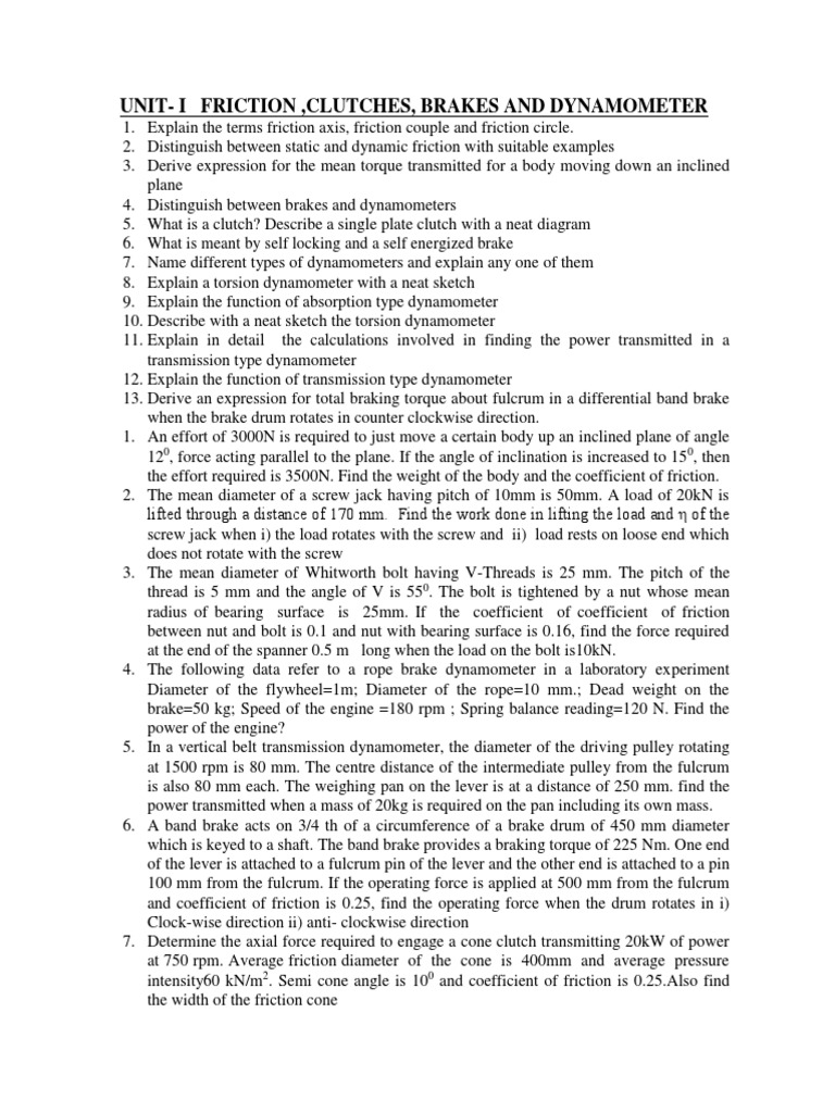 Dom Unit I Imp Questions | Download Free PDF | Lever | Screw