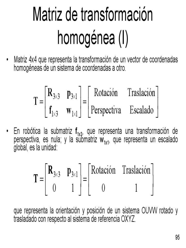 Matrices de Transformación Homogénea | PDF