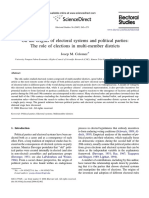 Colomer. On the origins of ELECTORAL SYSTEMS and POLITICAL PARTIES-The role of elections in multimember districts_2007.pdf
