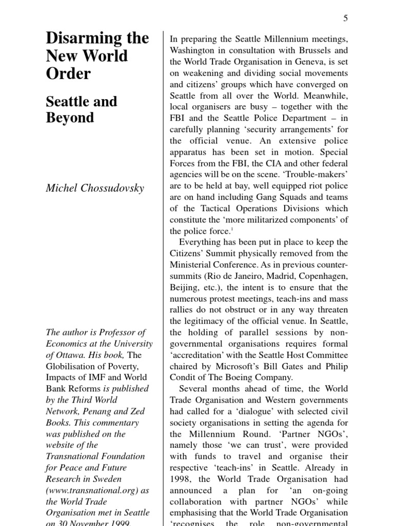 Disarming The New World Order: Seattle and Beyond | PDF | World Trade ...