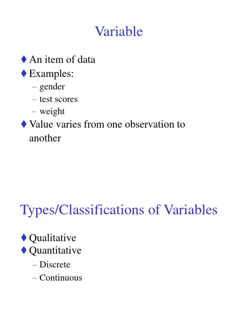 Variable: An Item of Data Examples | PDF | Correlation And Dependence ...