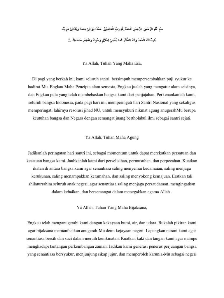 Doa Upacara Hari Santri | PDF