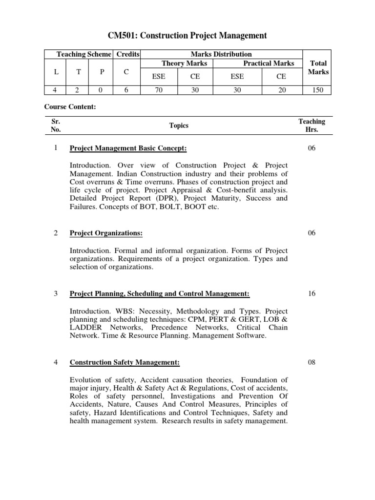 Syllabus | Project Management | Science And Technology