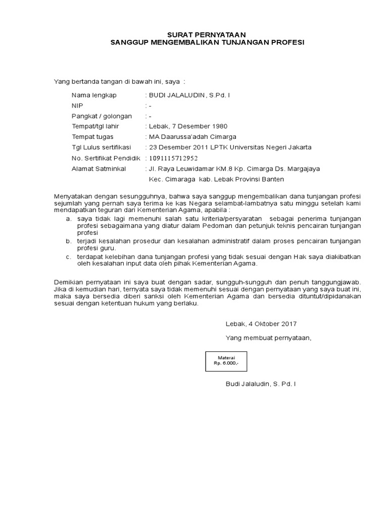 Contoh Surat Pernyataan Jenis Fungsi Dan Strukturnya Lengkap