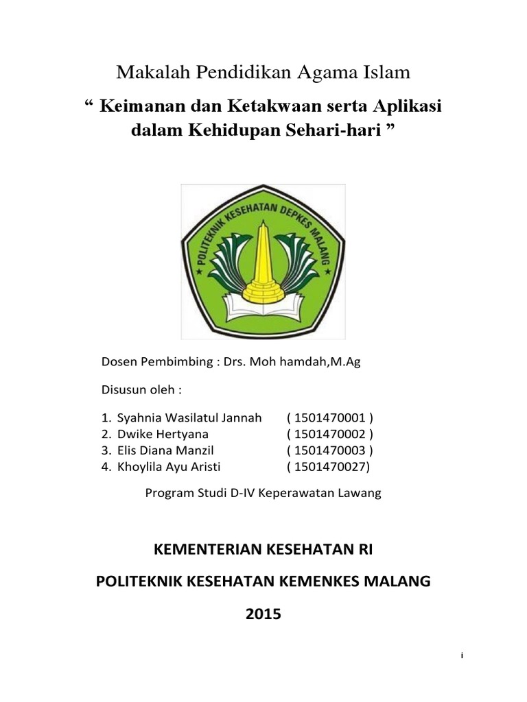Contoh Cover Makalah Poltekkes - Soal Matpel