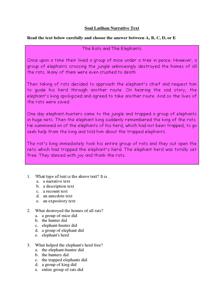Soal Latihan Narrative Text