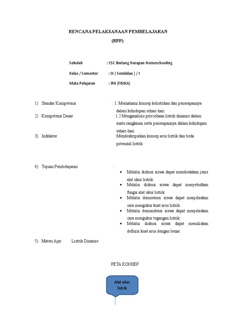 Rpp Smp Kelas Ix Materi Listrik Dinamis Lks
