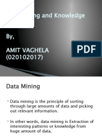 Data Mining and Knowledge Discovery By, Amit Vaghela (020102017)