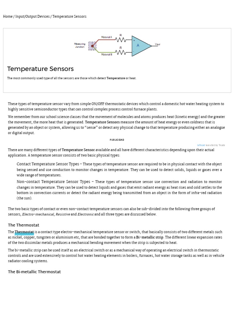 Temperature Sensor Types For Temperature Measurement Pdf