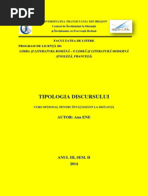 Or Tipologia Discursului An Iii Sem 2 A Ene