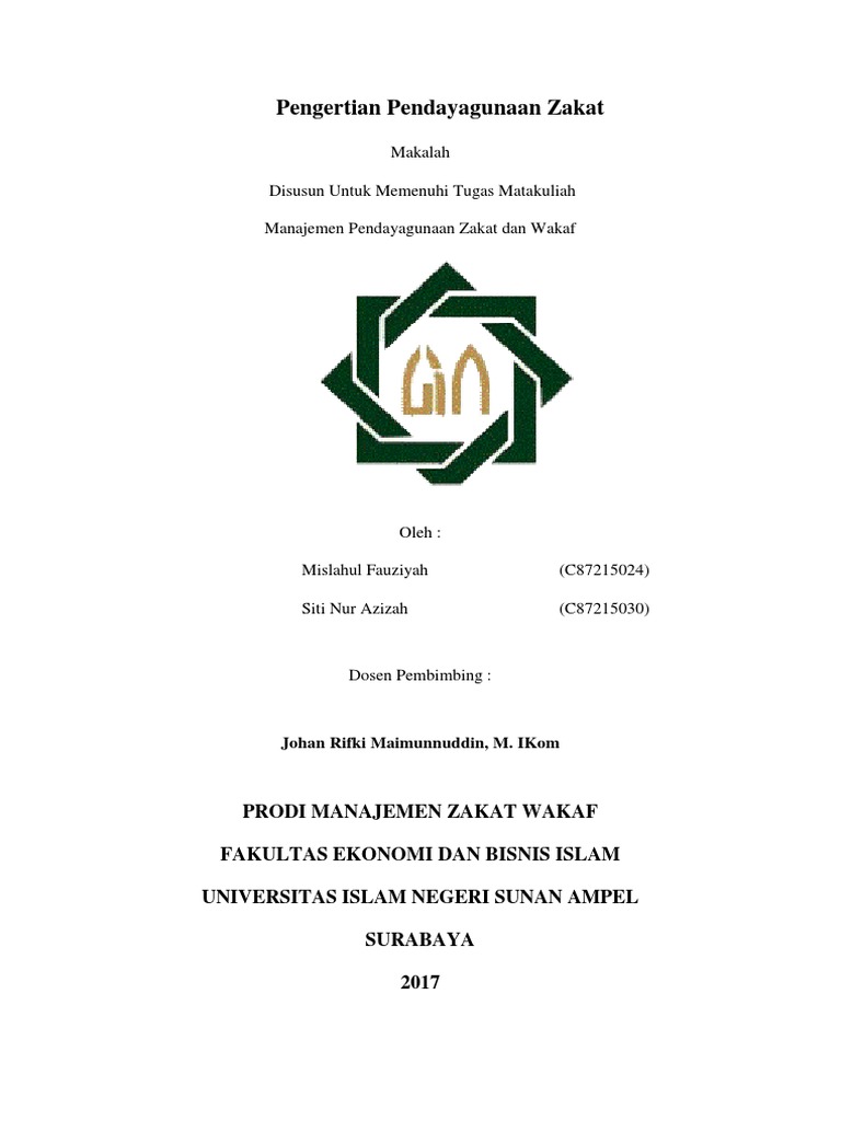 Makalah Manajemen Pendayagunaan Zakat