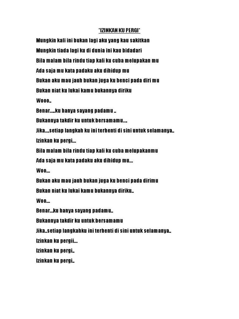 Lirik Lagu Izinkan Ku Pergi Docx
