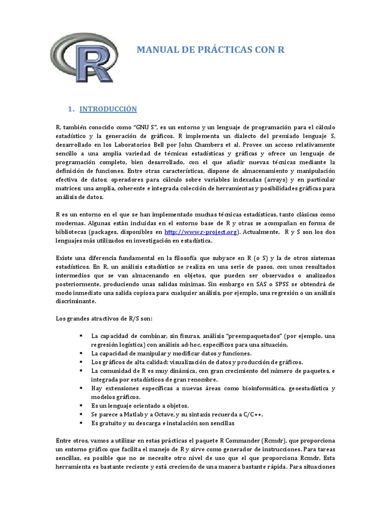 Manual de Practicas en Software R PDF | PDF | R (lenguaje de