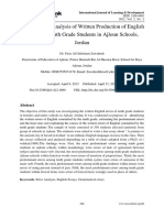 Applied Error Analysis of Written Production of English Essays of Tenth Grade Students in Ajloun Schools, Jordan