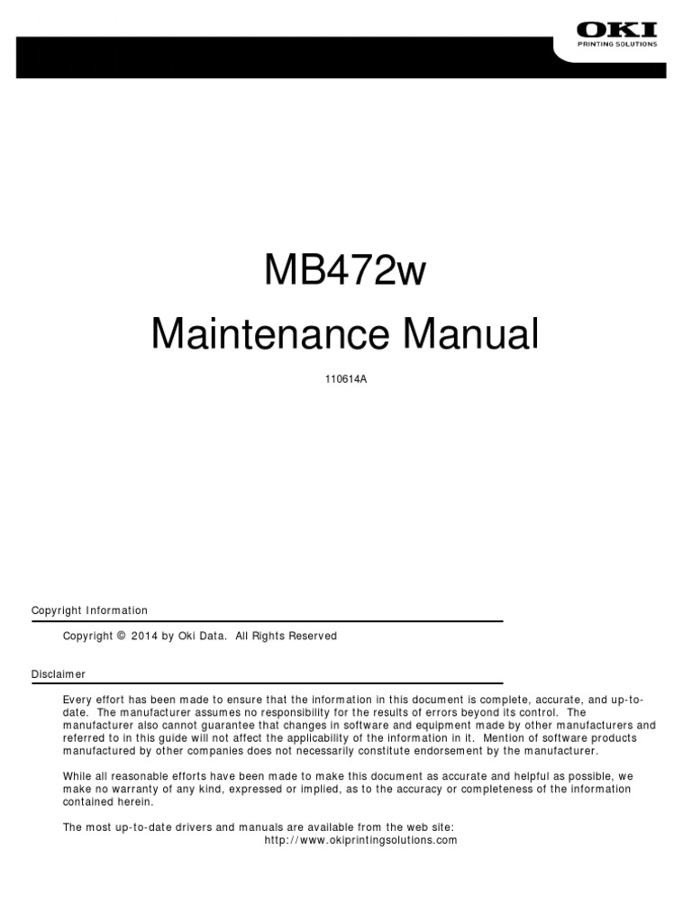 Oki MB472w Maintenance Manual PDF Image Scanner Printer