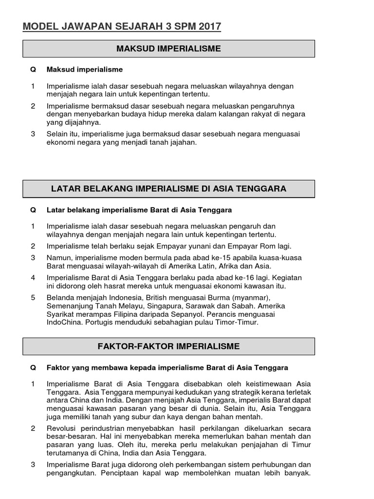 Model Jawapan Sejarah 3 Spm 2017 Pdf
