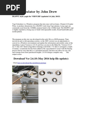 Dl6wu Yagi Design Program