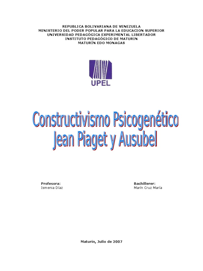 Constructivismo Jean Piaget | PDF | Constructivismo (filosofía de la ...
