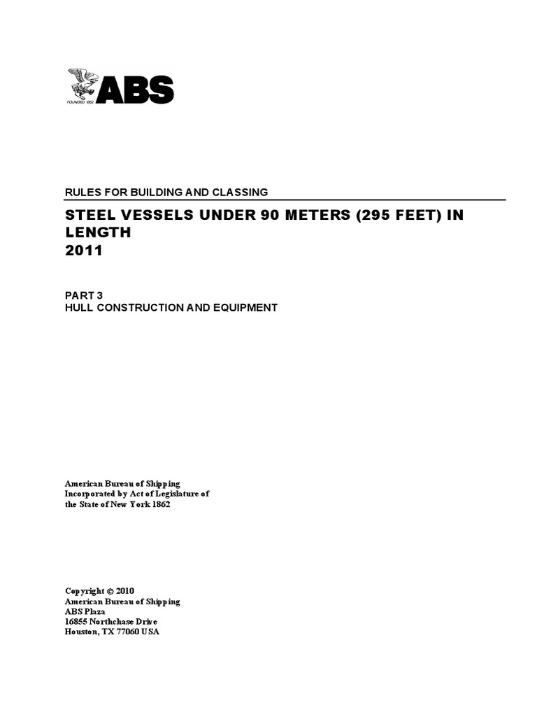 ABS Part3 Steel Vessel 2011 | PDF | Tonnage | Hull (Watercraft)