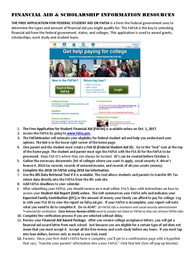 FAFSA and Financial Aid Resources | PDF | Education Economics | Public ...