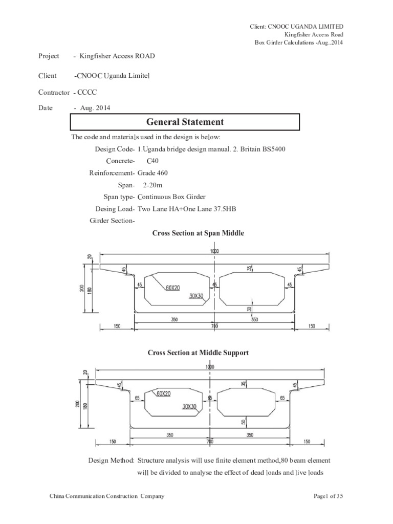 Bridge Calculation Report Civil Engineering Structural Engineering