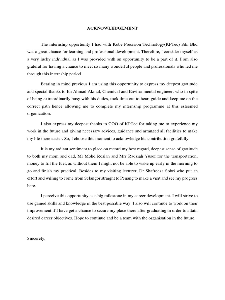 Acknowledgement | PDF | Environmental Technology | Environmental ...