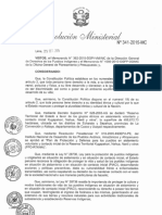 R.M.nº 341-2015-MC-Aprueba Plan de Protección Para Pueblos Indigenas en Situación de Aislamiento