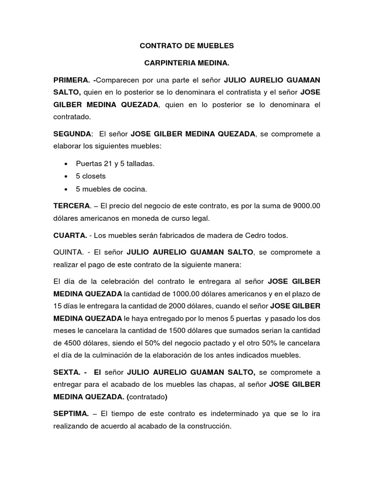 Contrato de Muebles