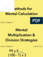 Methods For Mental Calculation: Unit 2, Chapter 2 Lesson 2.2a