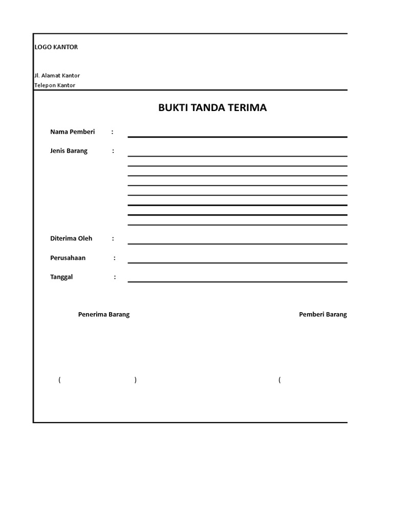 Form Tanda Terima Xls